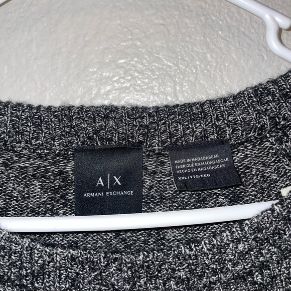 Armani Exchange Gray and Black Crewneck Sweater with Elegant Pattern - Picture 2 of 4